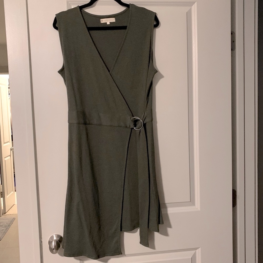 NWOT Indigenous Wrap Dress in Olive Green